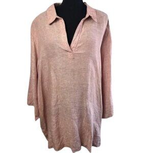 Sigred Olsen 100% Linen Pink Top Women’s Size 3X